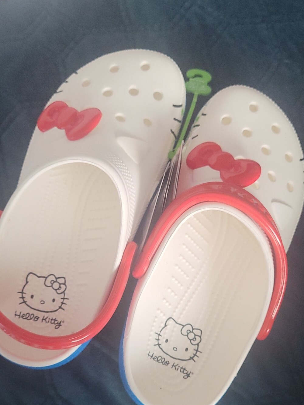 Hello Kitty White Croc Sandals with Red Accents Size 7w
